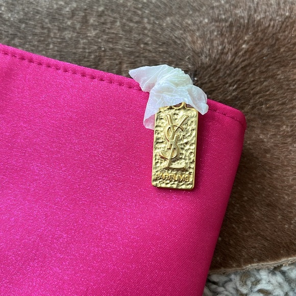 YSL Yves Saint Laurent Satin Logo Make Up Bag Clutch - Picture 2 of 5